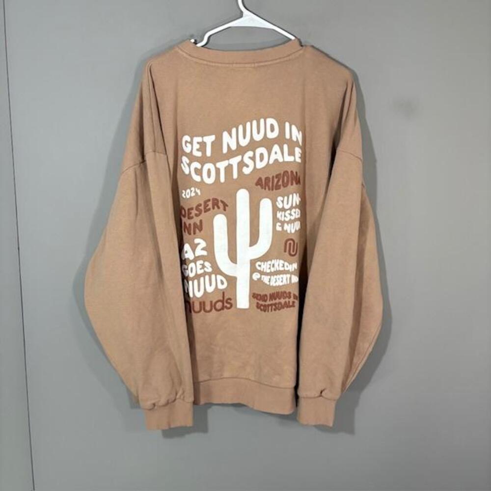 Nuuds Sweatshirt Womens 2XL Brown Scottsdale Arizona Graphic Crewneck Fleece